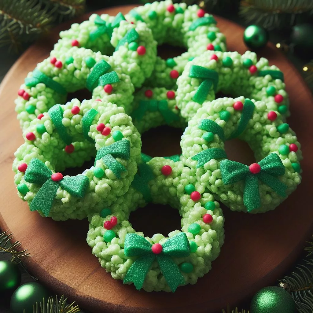 Festive Christmas Rice Krispies Wreaths - Recipe Range