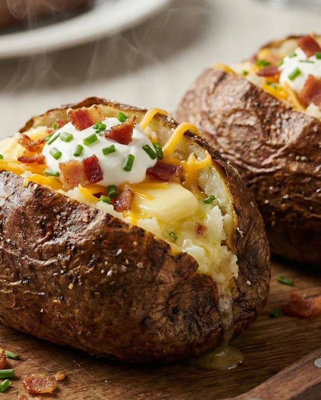 Steakhouse-Style Air Fryer Baked Potatoes