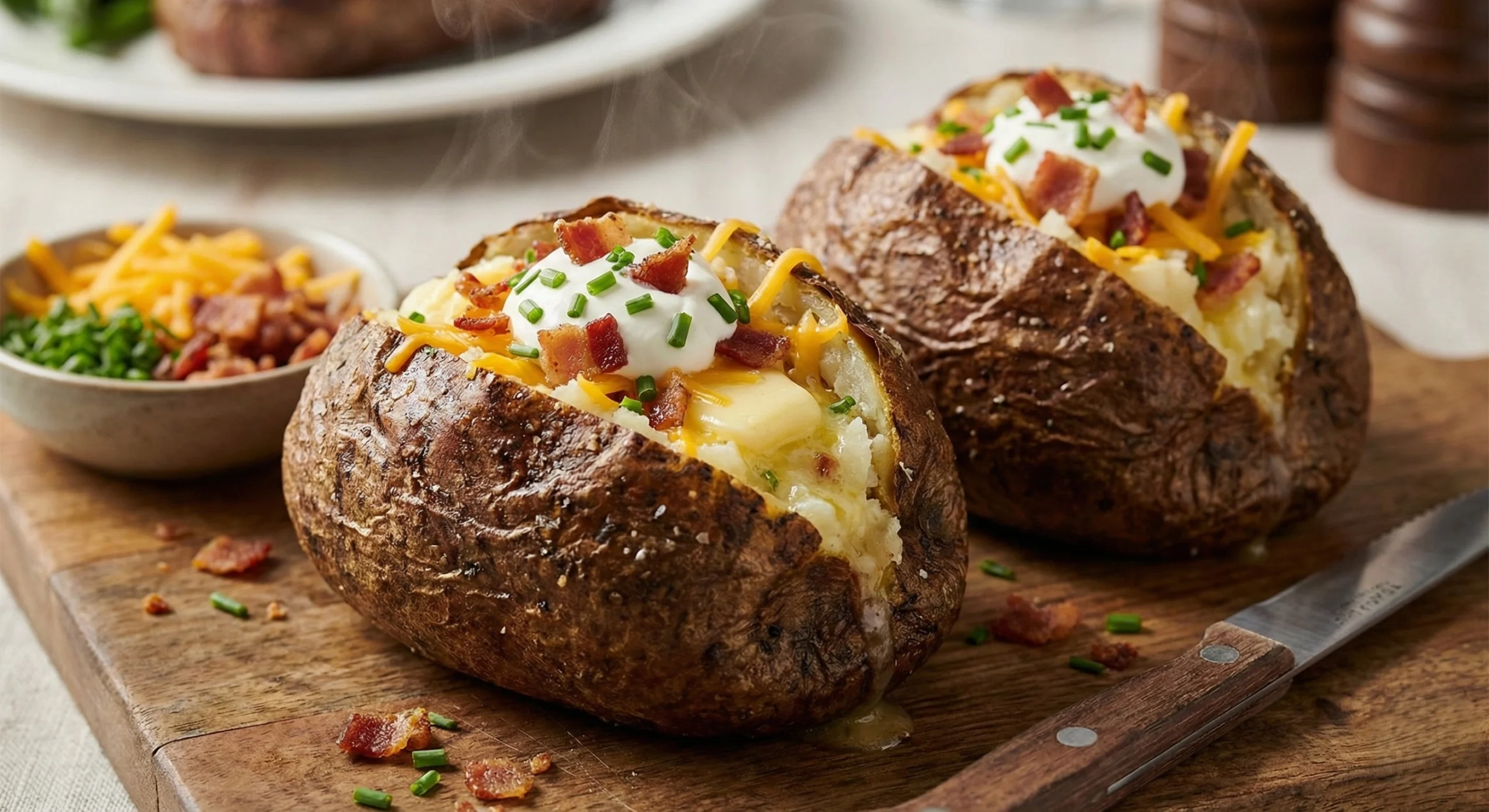 Steakhouse-Style Air Fryer Baked Potatoes